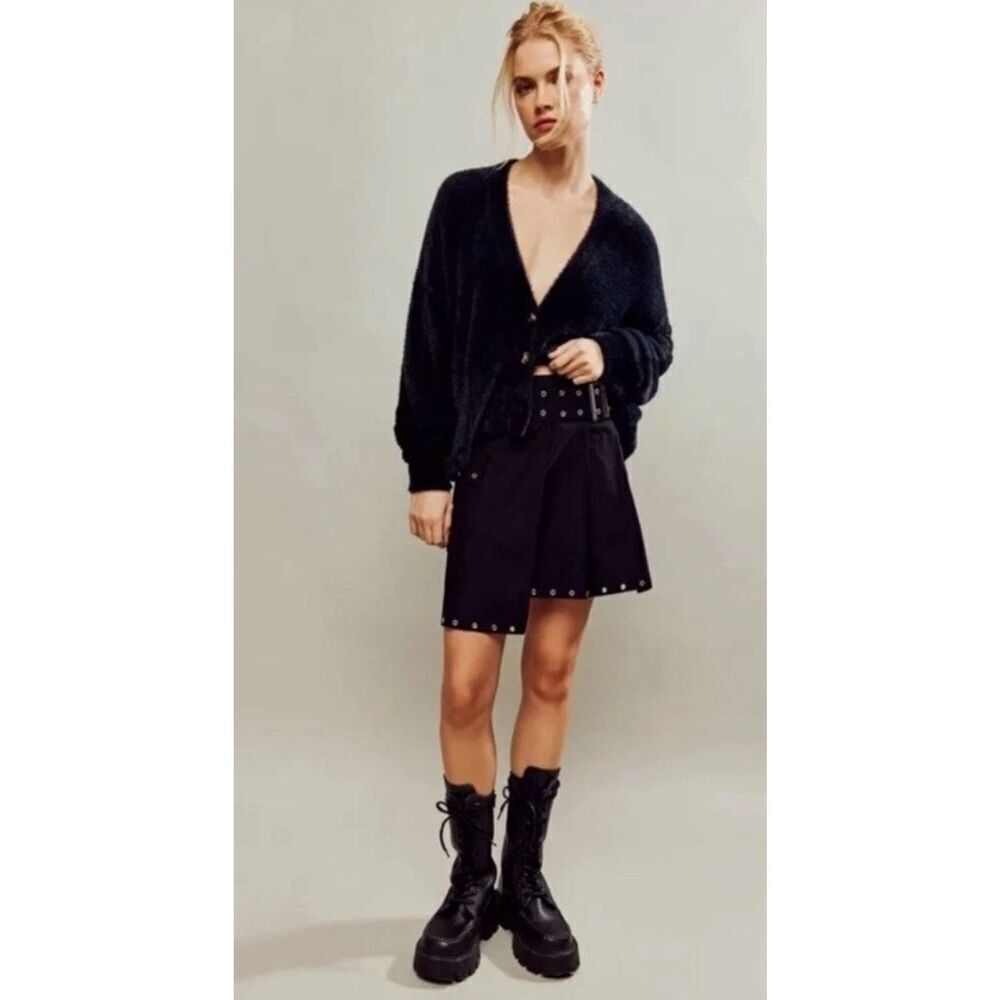 FREE PEOPLE FP ONE Sz S SO SOFT FOUND MY FRIEND CARDI CARDIGAN SWEATER BLACK
